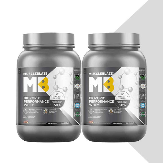 MuscleBlaze Biozorb Performance Whey 2 lb Swiss Chocolate Hazelnut Pack of 2