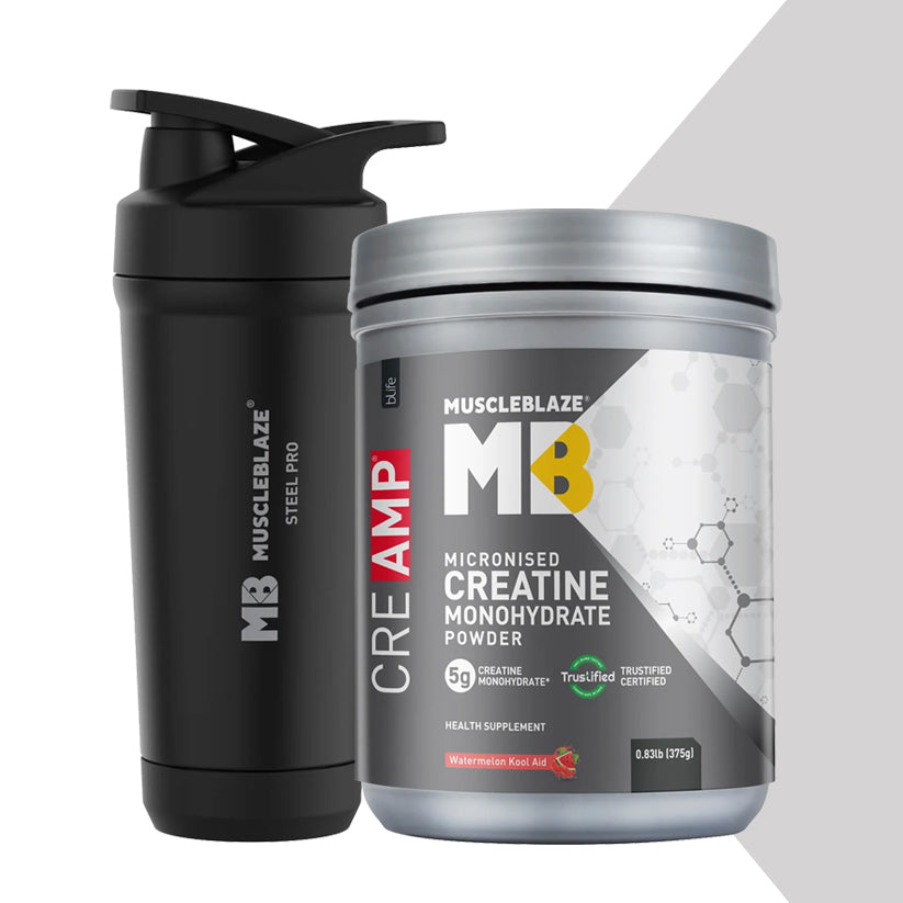 Creatine Monohydrate CreAMP 0.83 lb Watermelon Cool Aid and Stainless Steel Gym Shaker Pro