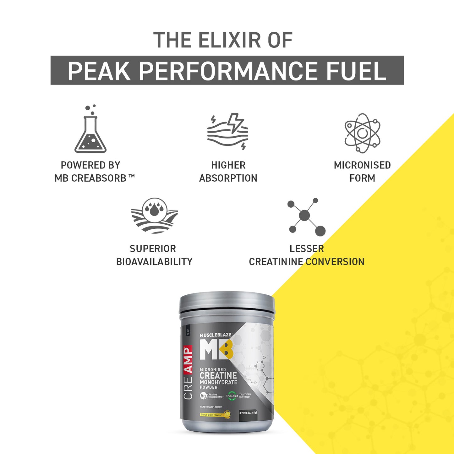 MuscleBlaze Creatine Monohydrate CreAMP 0.735 lb Citrus Blast Pack of 2 and Shaker Combo