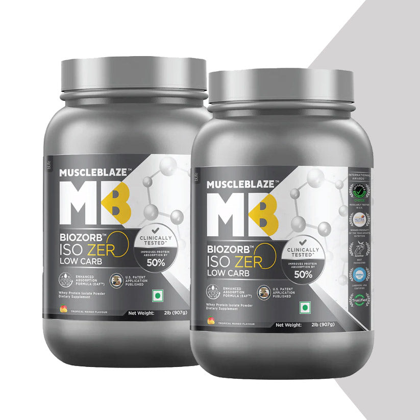 MuscleBlaze Biozorb Iso-Zero 2 lb Low Carb Tropical Mango Pack of 2