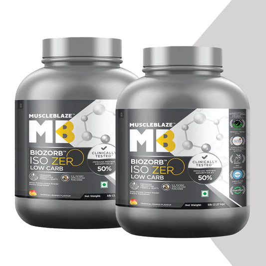 MuscleBlaze Biozorb Iso-Zero Low Carb 5 lb Tropical Mango Pack of 2