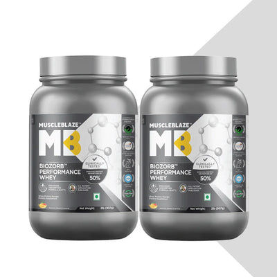 MuscleBlaze Biozorb Performance Whey 2 lb Magical Mango - Pack of 2
