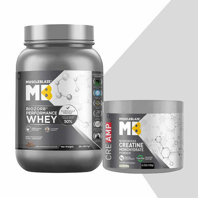 Biozorb Performance Whey 2 lb Rich Chocolate and Creatine Monohydrate CreAMP 0.22 lb Unflavoured Combo