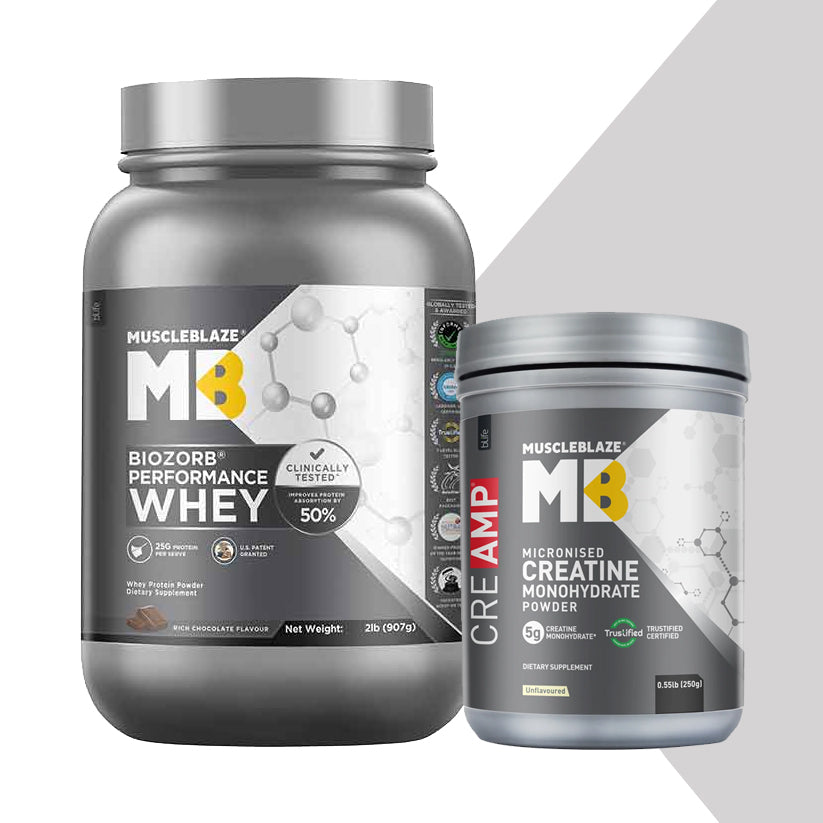 Biozorb Performance Whey 2 lb Rich Chocolate and Creatine Monohydrate CreAMP 0.55 lb Unflavoured Combo