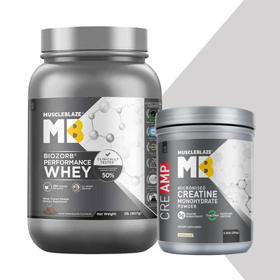 Biozorb Performance Whey 2 lb Rich Chocolate and Creatine Monohydrate CreAMP 0.55 lb Unflavoured Combo