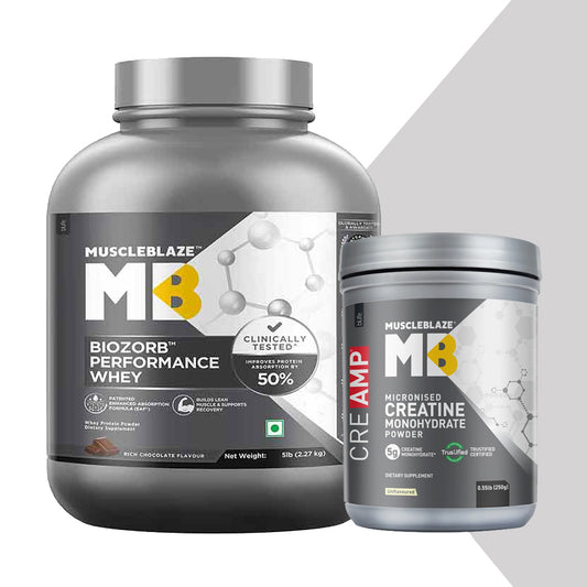 Biozorb Performance Whey 5 lb Rich Chocolate with Creatine Monohydrate CreAMP Unflavoured 0.55 lb