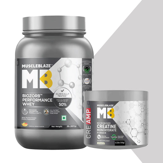 Biozorb Performance Whey 2lb Magical Mango and Creatine CreAMP 0.22lb Unflavoured Combo