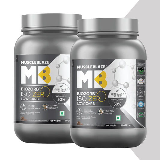 MuscleBlaze Biozorb Iso-Zero 2 lb Low Carb Ice Cream Chocolate Pack of 2