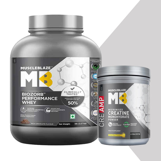 Biozorb Performance Whey 5 lb Rich Chocolate with Creatine Monohydrate CreAMP Citrus Blast 0.83 lb