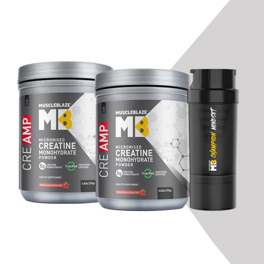 MuscleBlaze Creatine Monohydrate CreAMP 0.83 lb Watermelon Cool Aid Pack of 2 and Shaker